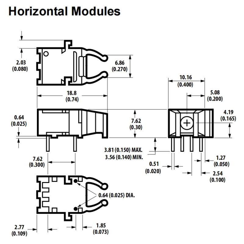 Broadcom Avago HFBR 1521-2521Z Mechanical Dimensions